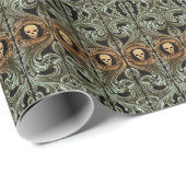 Gothic Sage Green Ornaming with Skull Cadeaupapier (Rol Hoek)