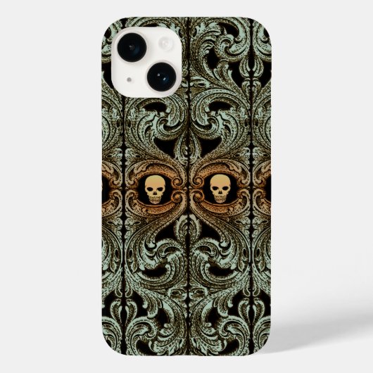 Gothic Sage Green Ornaming with Skull Case-Mate iPhone Case (Achterkant)