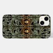 Gothic Sage Green Ornaming with Skull Case-Mate iPhone Case (Achterkant (horizontaal))