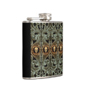 Gothic Sage Green Ornaming with Skull Heupfles (Rechts)