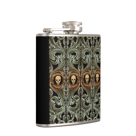 Gothic Sage Green Ornaming with Skull Heupfles (Rechts)