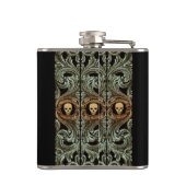 Gothic Sage Green Ornaming with Skull Heupfles (Achterkant)