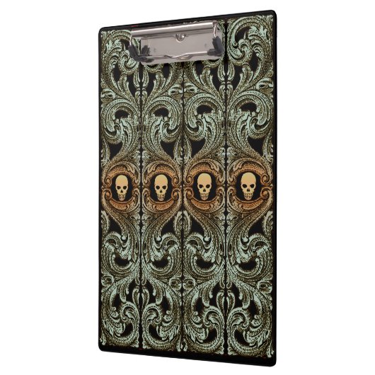 Gothic Sage Green Ornaming with Skull Klembord (Links)