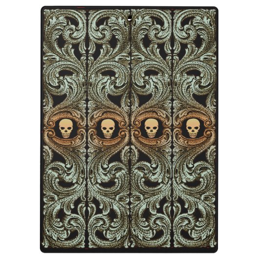 Gothic Sage Green Ornaming with Skull Klembord (Achterkant)