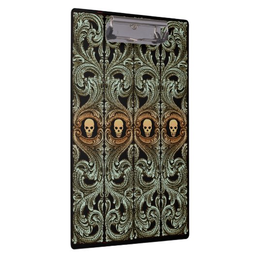Gothic Sage Green Ornaming with Skull Klembord (Rechts)