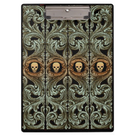 Gothic Sage Green Ornaming with Skull Klembord