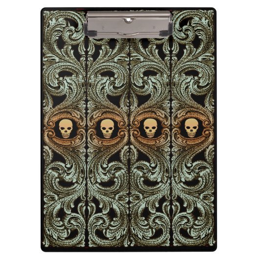 Gothic Sage Green Ornaming with Skull Klembord (Voorkant)