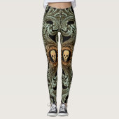 Gothic Sage Green Ornaming with Skull Leggings (Voorkant)