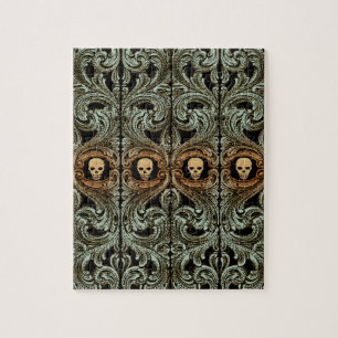 Gothic Sage Green Ornaming with Skull Legpuzzel