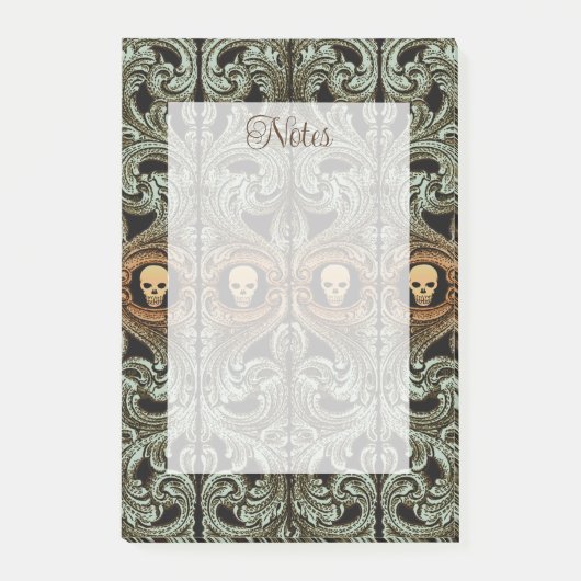 Gothic Sage Green Ornaming with Skull Post-it® Notes (Voorkant)