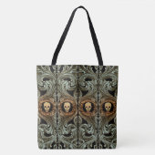 Gothic Sage Green Ornaming with Skull Tote Bag (Voorkant)