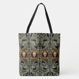 Gothic Sage Green Ornaming with Skull Tote Bag