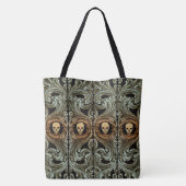 Gothic Sage Green Ornaming with Skull Tote Bag (Achterkant)