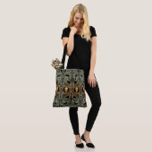 Gothic Sage Green Ornaming with Skull Tote Bag (Op model)