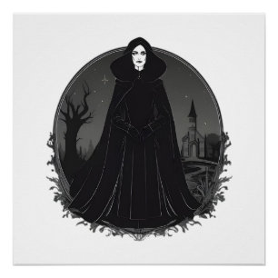 Gothic Salem Witch bij middernacht Perfect Poster