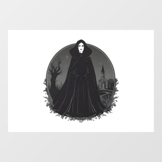 Gothic Salem Witch bij middernacht Raamsticker (Vel)