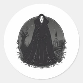 Gothic Salem Witch bij middernacht Ronde Sticker