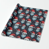 Gothic Santa Hoed Baard Schedel Kerstpatroon Cadeaupapier (Uitgerold)