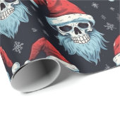 Gothic Santa Hoed Baard Schedel Kerstpatroon Cadeaupapier (Rol Hoek)