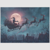 Gothic Santa Middernacht Rit met Slede Tissuepapier (Voorkant)
