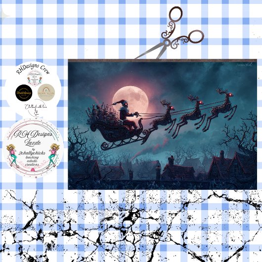 Gothic Santa Middernacht Rit met Slede Tissuepapier