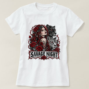 Gothic Savage Night Panther Shirt, Donkere Romanti T-shirt