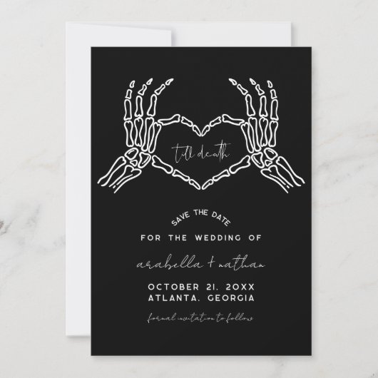 Gothic Save the Date, Black Save the Date Wedding Kaart (Voorkant)