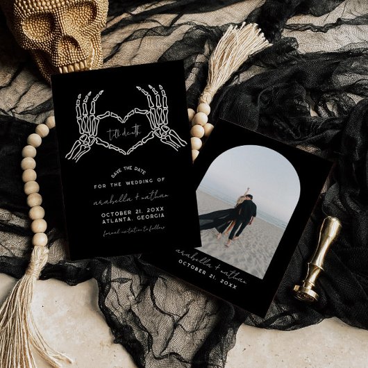 Gothic Save the Date, Black Save the Date Wedding Kaart