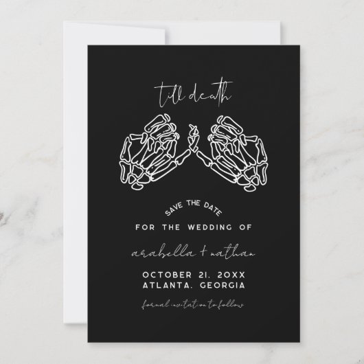 Gothic Save the Date, Black Save the Date Wedding Kaart (Voorkant)