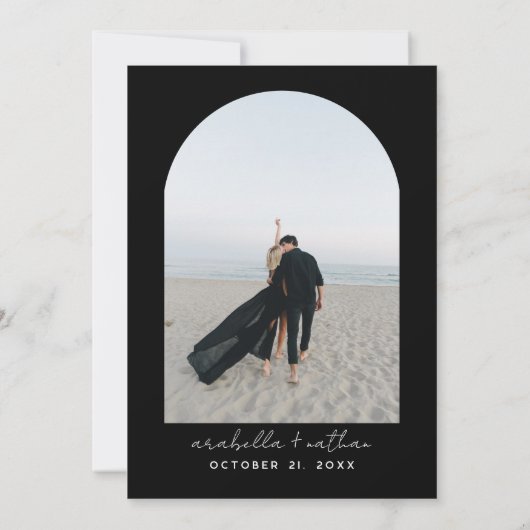 Gothic Save the Date, Black Save the Date Wedding Kaart (Achterkant)