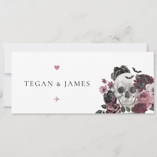 Gothic Save the Date Boarding Pass WeddingTicket Kaart (Achterkant)