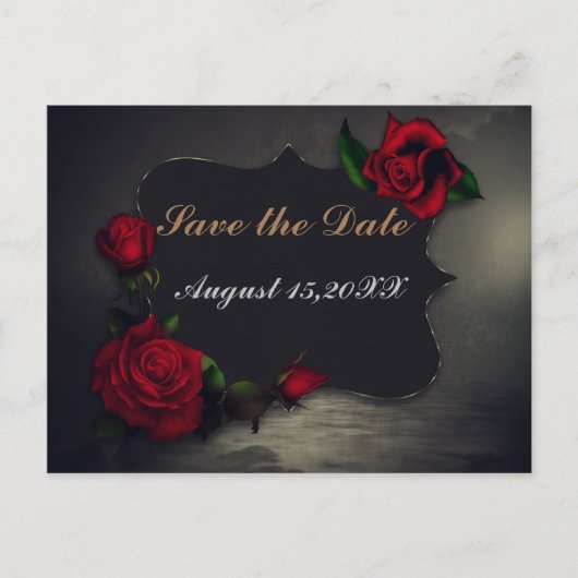 Gothic Save the Date Heart Roos Dark Romance Aankondigingskaart (Voorkant)