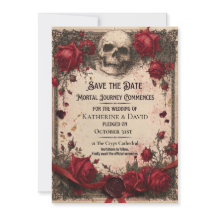 Gothic Save the Date-sjabloon met schedel en rozen