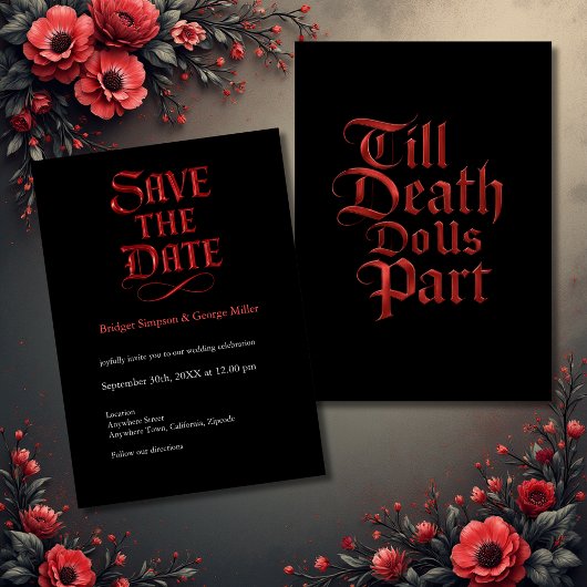 Gothic Save the Date - Till Death Do Us Part beroe Kaart