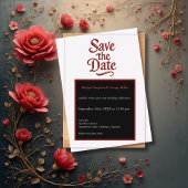 Gothic Save the Date – transparant rood Metallic Acryl Uitnodigingen