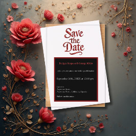 Gothic Save the Date – transparant rood Metallic Acryl Uitnodigingen
