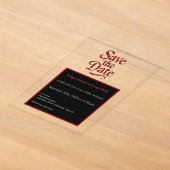 Gothic Save the Date – transparante rode Metallic Acryl Uitnodigingen (Laagn)