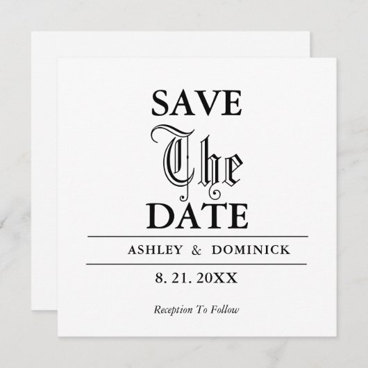 Gothic Save The Date Wedding Aankondiging Kaart (Voorkant / Achterkant)