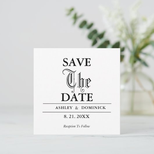 Gothic Save The Date Wedding Aankondiging Kaart (Staand voorkant)