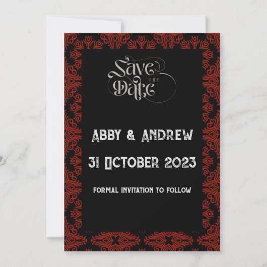 Gothic Save the Date Wedding Kaart - Editable text (Voorkant)