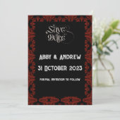 Gothic Save the Date Wedding Kaart - Editable text (Staand voorkant)