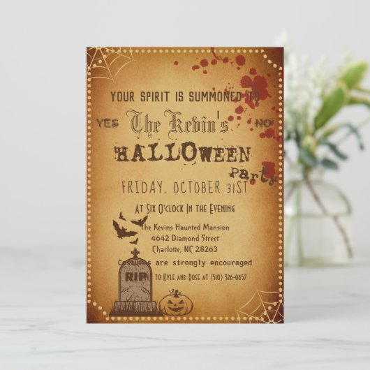  Gothic Scary Graveyard Bloody Halloween Kaart (Staand voorkant)