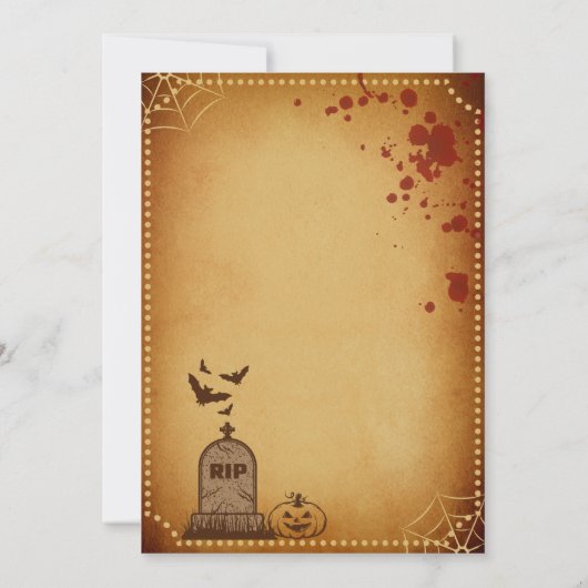  Gothic Scary Graveyard Bloody Halloween Kaart (Achterkant)