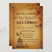  Gothic Scary Graveyard Bloody Halloween Kaart (Voorkant / Achterkant)