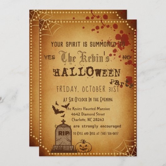  Gothic Scary Graveyard Bloody Halloween Kaart (Voorkant / Achterkant)