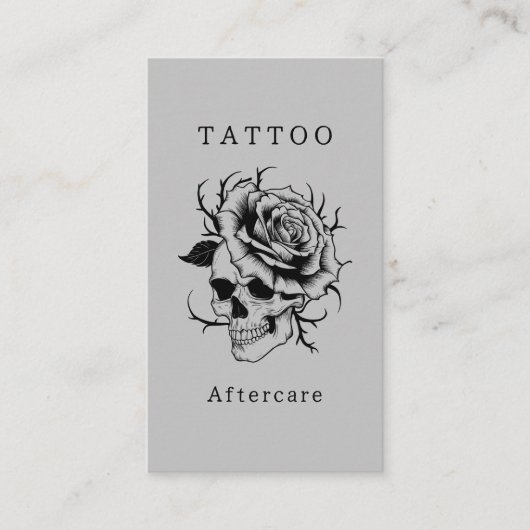 Gothic Scary Skull Tattoo Nazorg Instructies Visitekaartje (Voorkant)