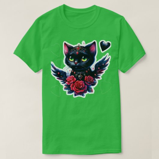 Gothic schattig kat gothic Valentijnsdag Sticker T T-shirt (Design voorkant)