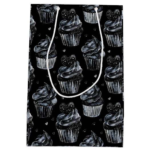 Gothic Schattige Haunted Cupcakes met harten Medium Cadeauzakje (Achterkant)