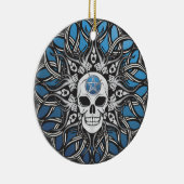 Gothic schedel - blauw keramisch ornament (Rechts)