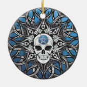Gothic schedel - blauw keramisch ornament (Achterkant)